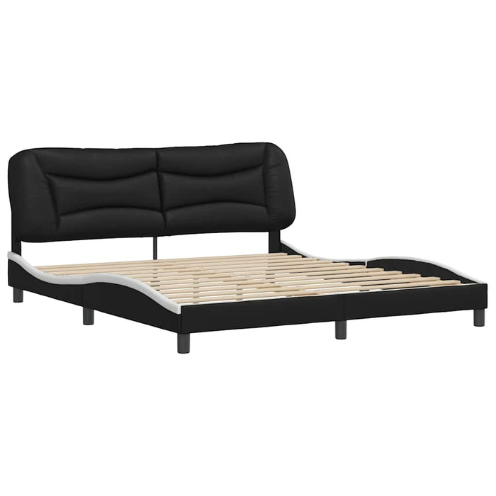 Cadru de pat fără saltea Hvar negru și alb 180x200cm piele artificială WALTI