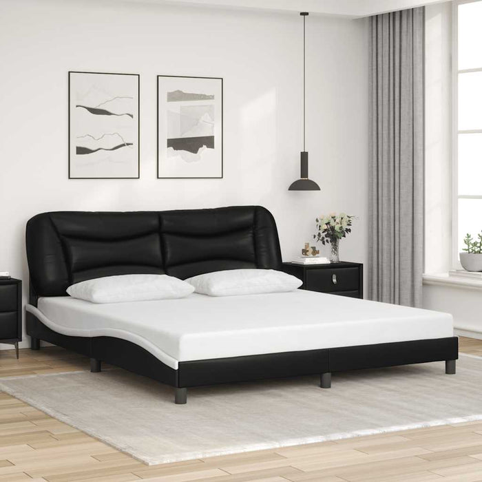 Cadru de pat fără saltea Hvar negru și alb 180x200cm piele artificială WALTI