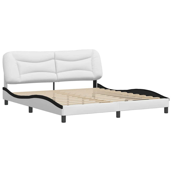 Cadru de pat fără saltea Hvar alb și negru 180x200cm piele artificială WALTI