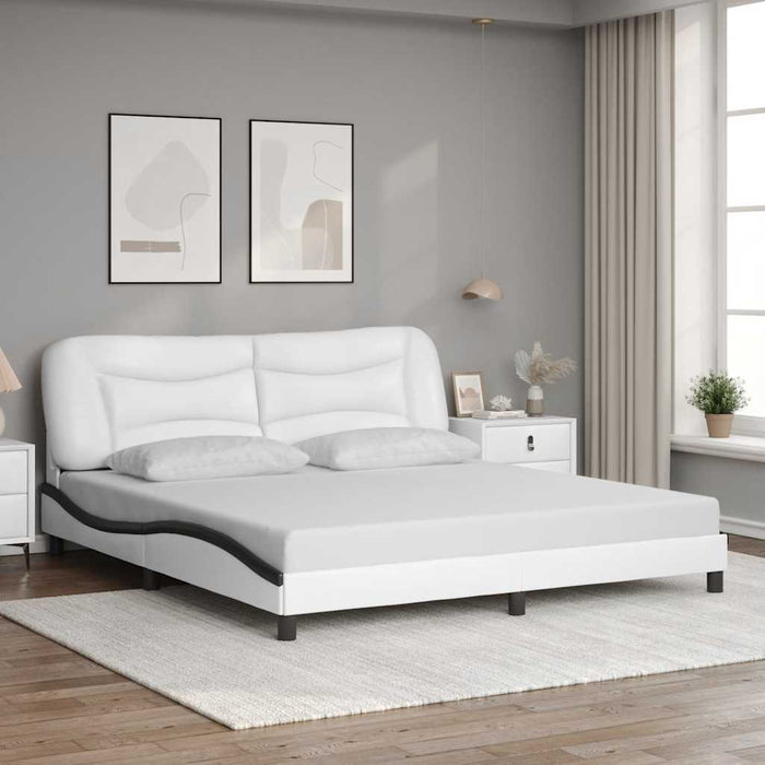 Cadru de pat fără saltea Hvar alb și negru 180x200cm piele artificială WALTI