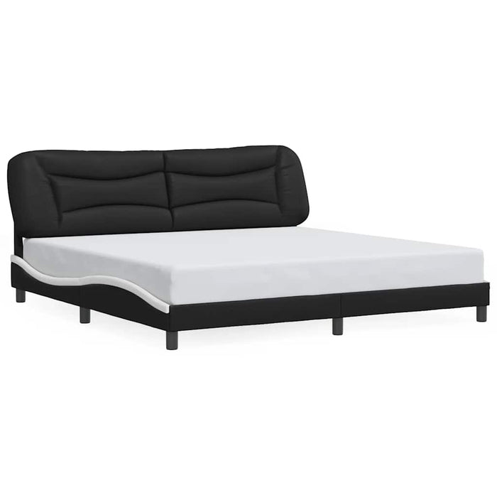 Cadru de pat fără saltea Hvar negru și alb 200x200cm piele artificială WALTI