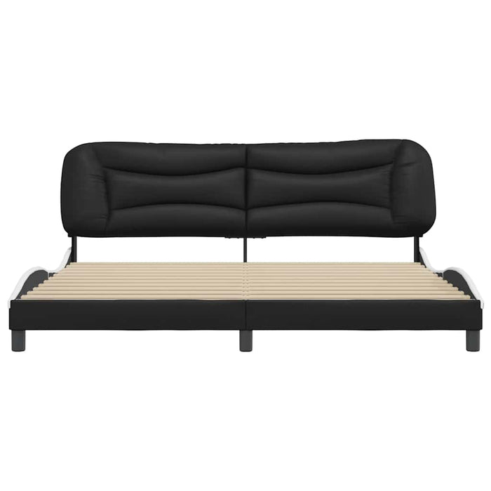Cadru de pat fără saltea Hvar negru și alb 200x200cm piele artificială WALTI