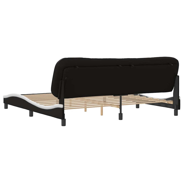 Cadru de pat fără saltea Hvar negru și alb 200x200cm piele artificială WALTI