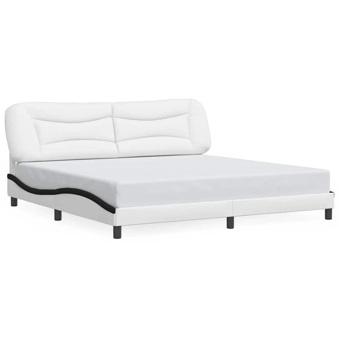 Cadru de pat fără saltea Hvar alb și negru 200x200cm piele artificială WALTI