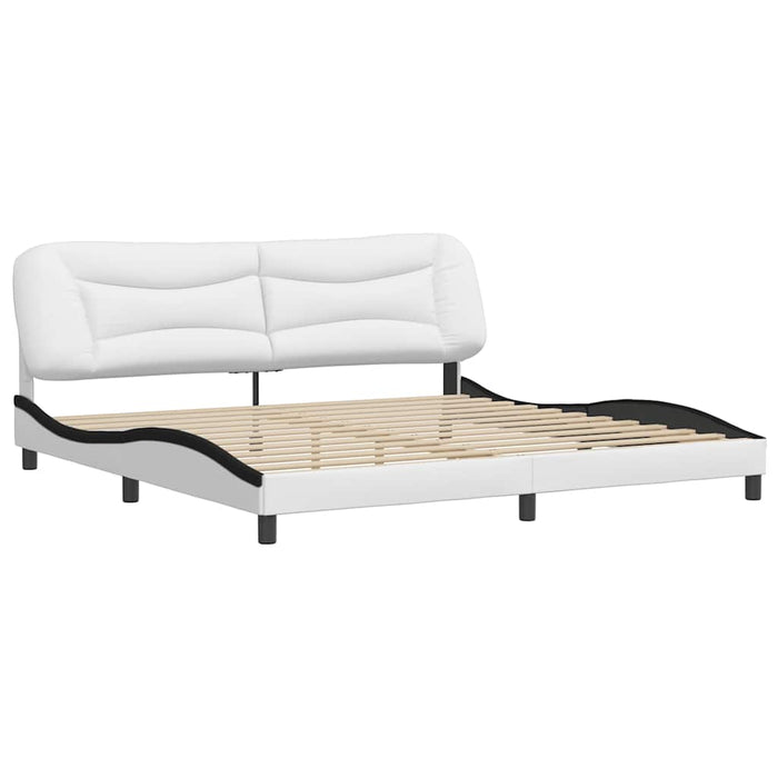 Cadru de pat fără saltea Hvar alb și negru 200x200cm piele artificială WALTI
