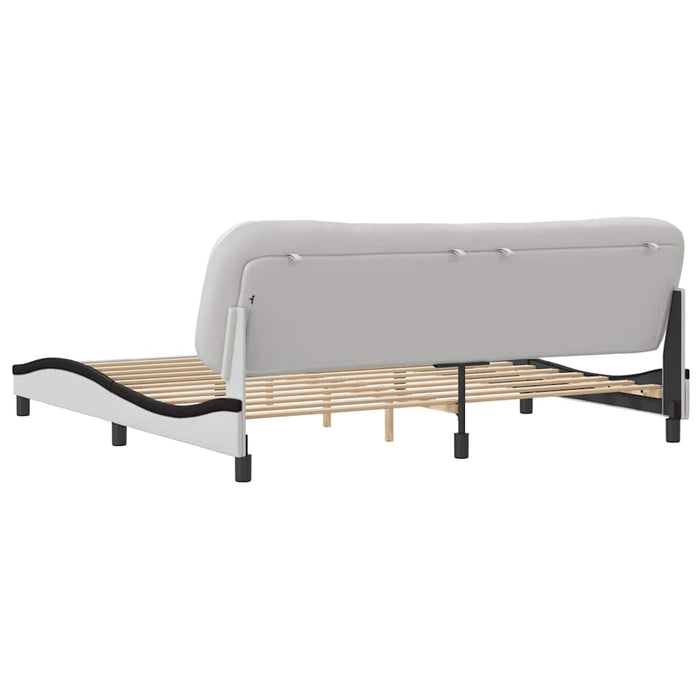Cadru de pat fără saltea Hvar alb și negru 200x200cm piele artificială WALTI