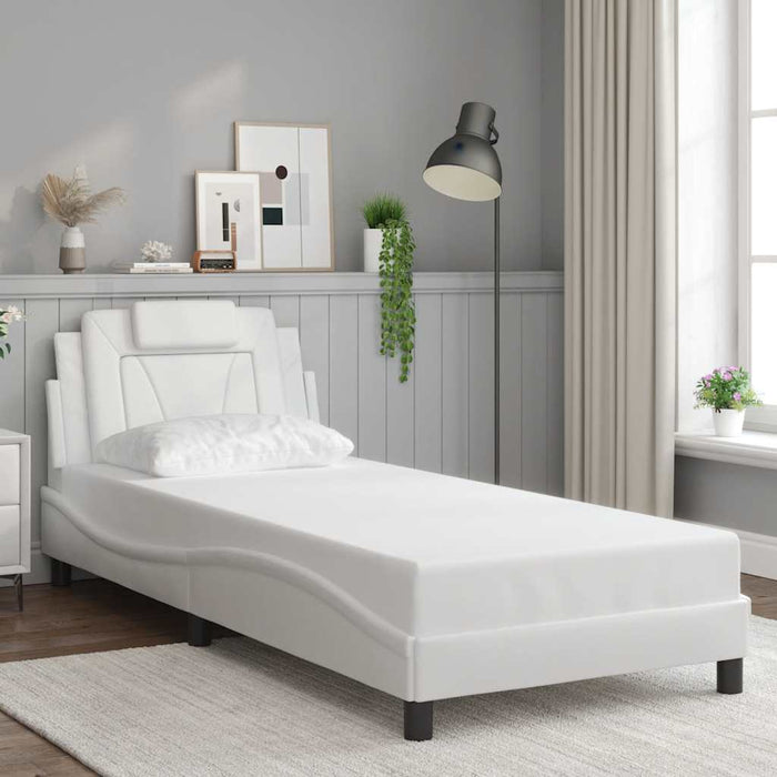 Cadru de pat, Viana, fără saltea, alb, 80x200 cm, piele ecologică WALTI