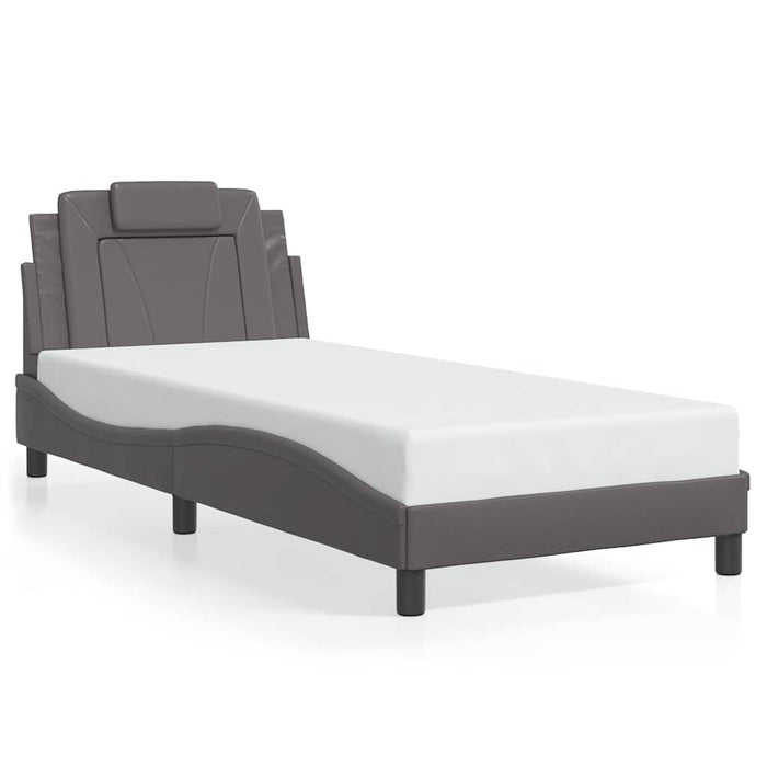 Cadru de pat, Viana, fără saltea, gri, 80x200 cm, piele ecologică WALTI