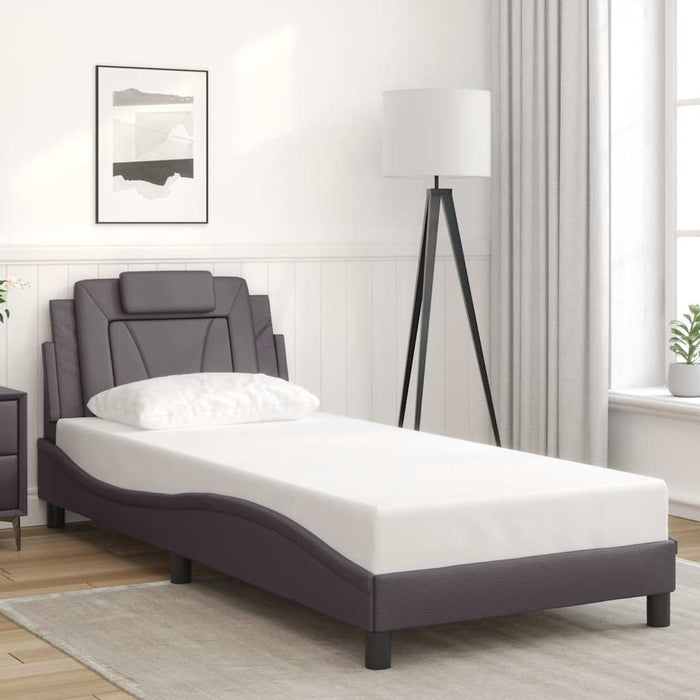 Cadru de pat, Viana, fără saltea, gri, 80x200 cm, piele ecologică WALTI