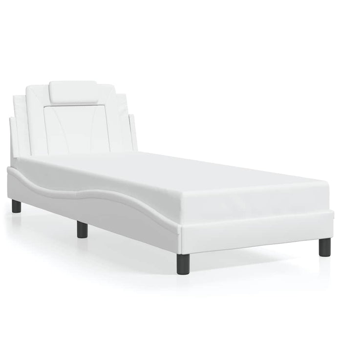 Cadru de pat, Viana, fără saltea, alb, 90x190 cm, piele ecologică WALTI