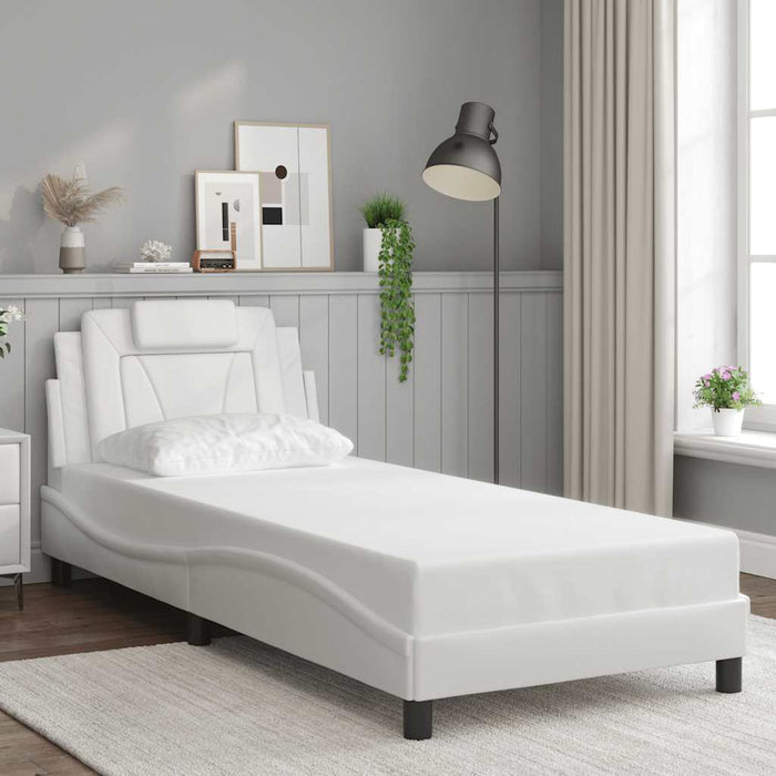 Cadru de pat, Viana, fără saltea, alb, 90x190 cm, piele ecologică WALTI