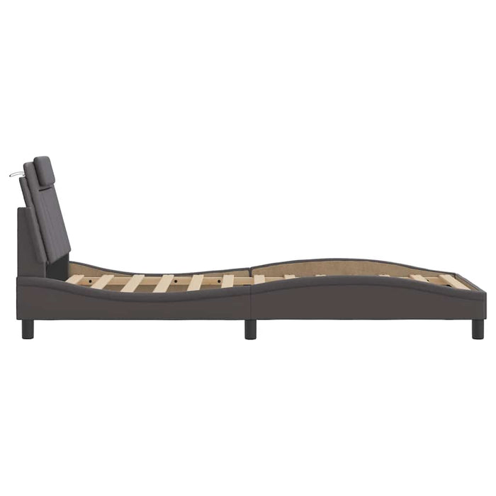 Cadru de pat, Viana, fără saltea, gri, 90x190 cm, piele ecologică - WALTI WALTI