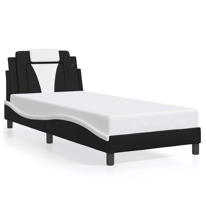 Cadru de pat Viana fără saltea negru și alb 90x190 cm piele artificială WALTI