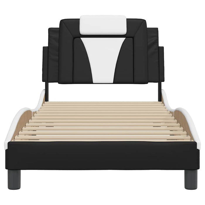 Cadru de pat Viana fără saltea negru și alb 90x190 cm piele artificială WALTI