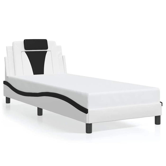 Cadru de pat Viana fără saltea alb și negru 90x190 cm piele artificială WALTI
