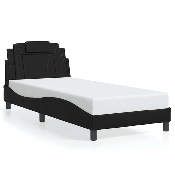 Cadru de pat, Viana, fără saltea, negru, 90x200 cm, piele ecologică WALTI