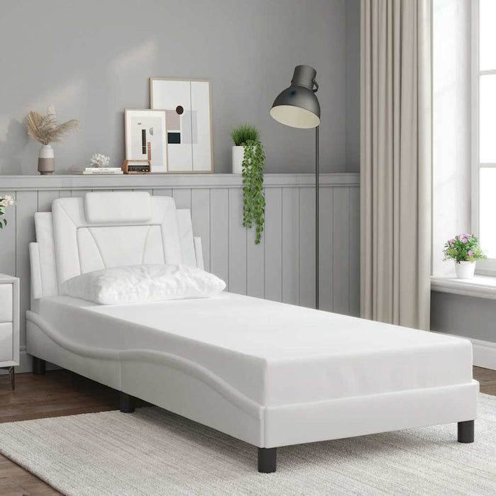 Cadru de pat, Viana, fără saltea, alb, 90x200 cm, piele ecologică WALTI