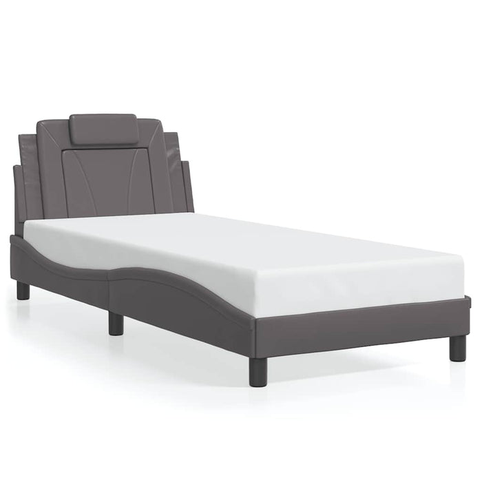Cadru de pat, Viana, fără saltea, gri, 90x200 cm, piele ecologică WALTI