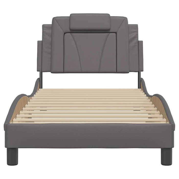 Cadru de pat, Viana, fără saltea, gri, 90x200 cm, piele ecologică WALTI