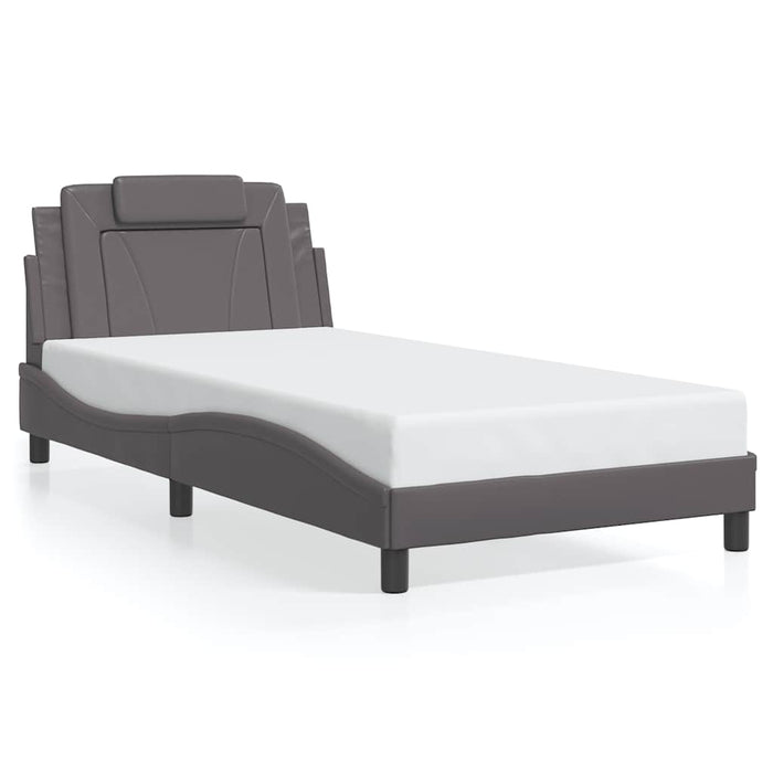Cadru de pat, Viana, fără saltea, gri, 100x200 cm, piele ecologică WALTI