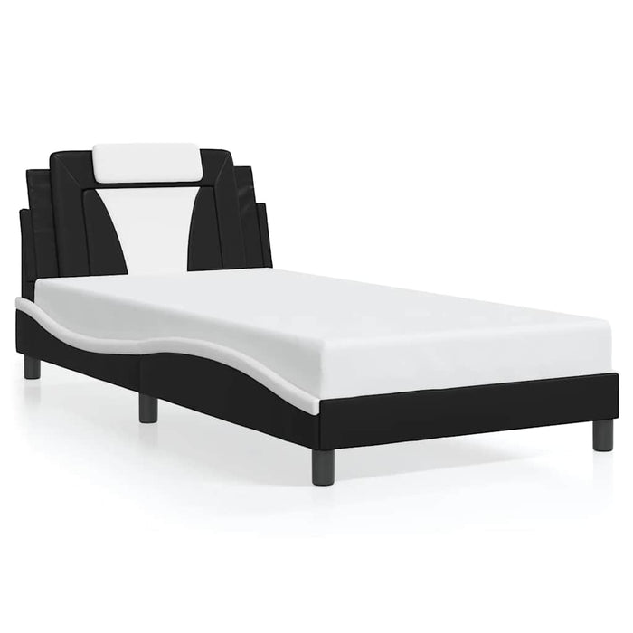 Cadru de pat Viana fără saltea negru și alb 100x200cm piele artificială WALTI