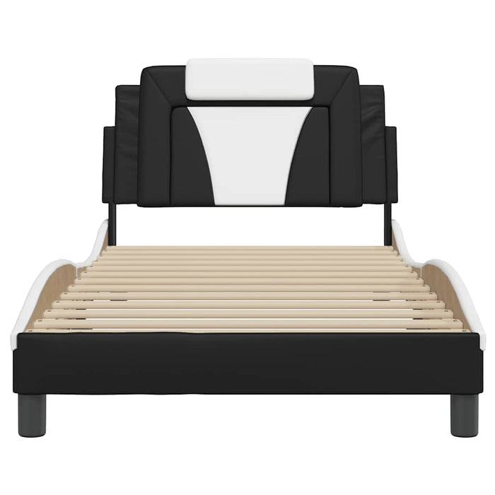 Cadru de pat Viana fără saltea negru și alb 100x200cm piele artificială WALTI