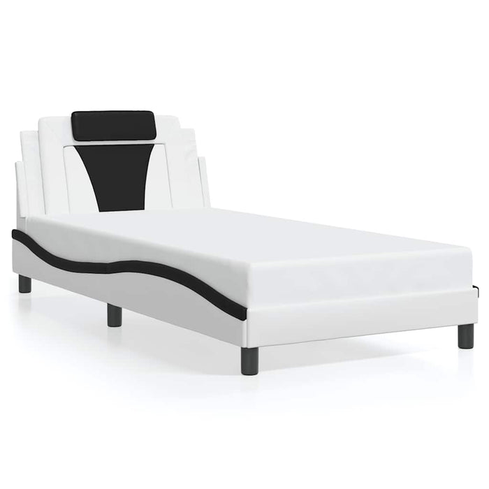Cadru de pat Viana fără saltea alb și negru 100x200cm piele artificială WALTI