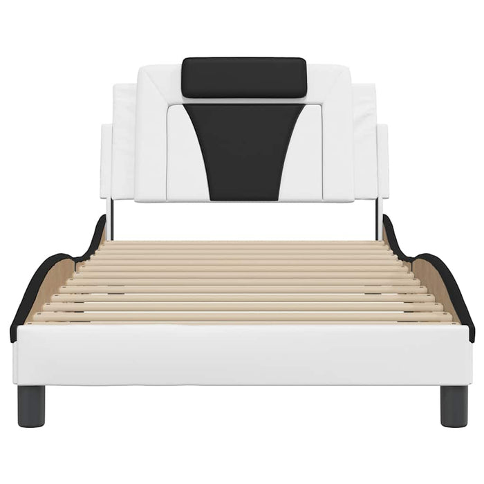 Cadru de pat Viana fără saltea alb și negru 100x200cm piele artificială WALTI