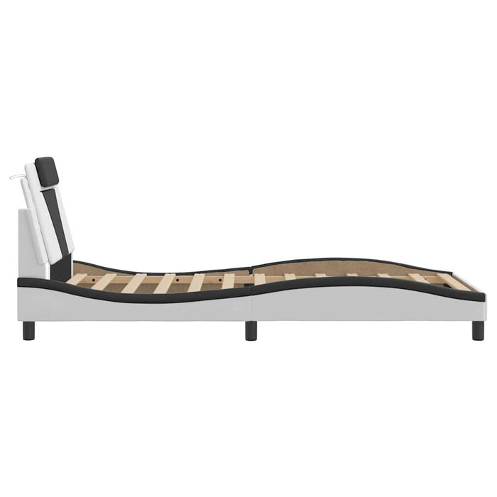 Cadru de pat Viana fără saltea alb și negru 100x200cm piele artificială WALTI