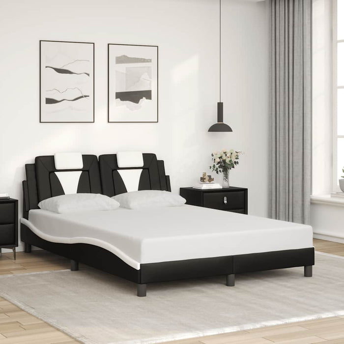 Cadru de pat, Viana, fără saltea, negru/alb, 120x200 cm, piele ecologică WALTI