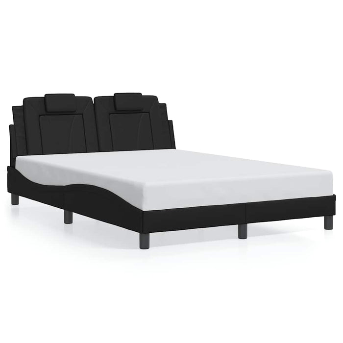 Cadru de pat, Viana, fără saltea, negru, 140x190 cm, piele ecologică WALTI