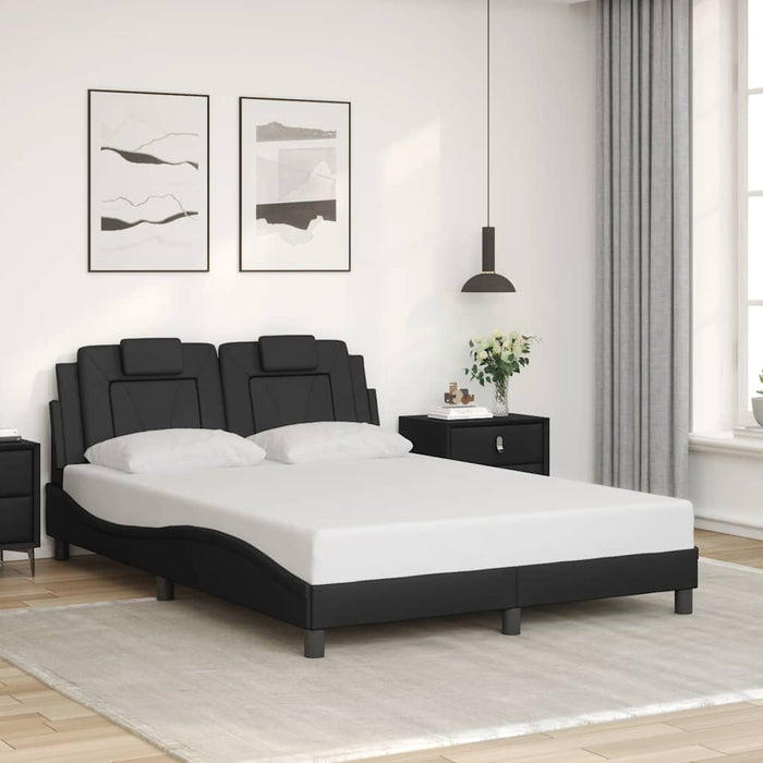 Cadru de pat, Viana, fără saltea, negru, 140x190 cm, piele ecologică WALTI