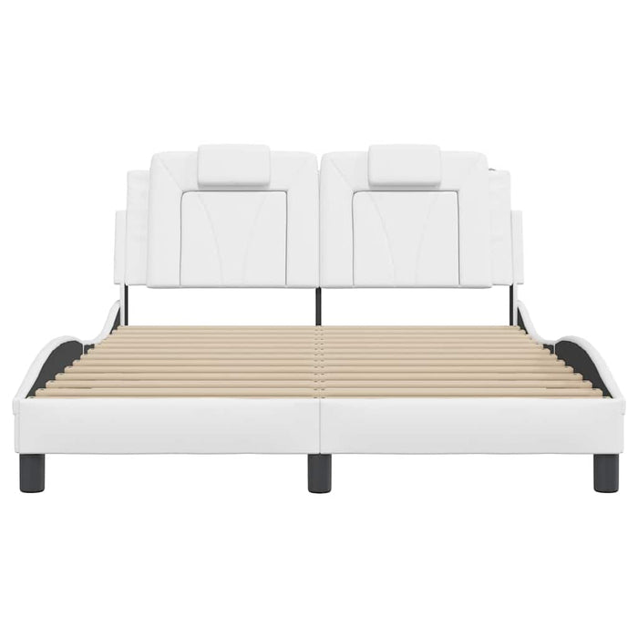 Cadru de pat, Viana, fără saltea, alb, 140x190 cm, piele ecologică WALTI