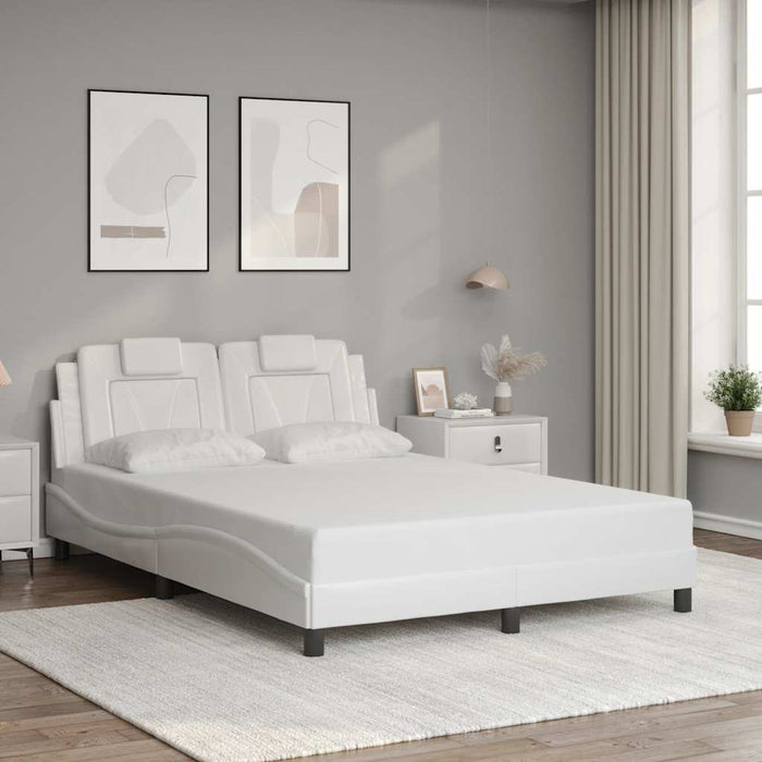 Cadru de pat, Viana, fără saltea, alb, 140x190 cm, piele ecologică WALTI