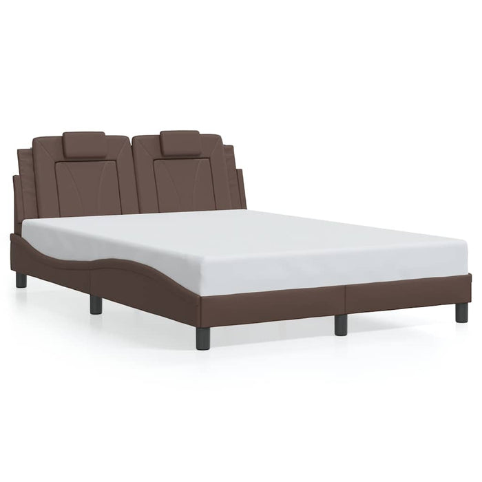 Cadru de pat, Viana, fără saltea, maro, 140x190 cm, piele ecologică WALTI