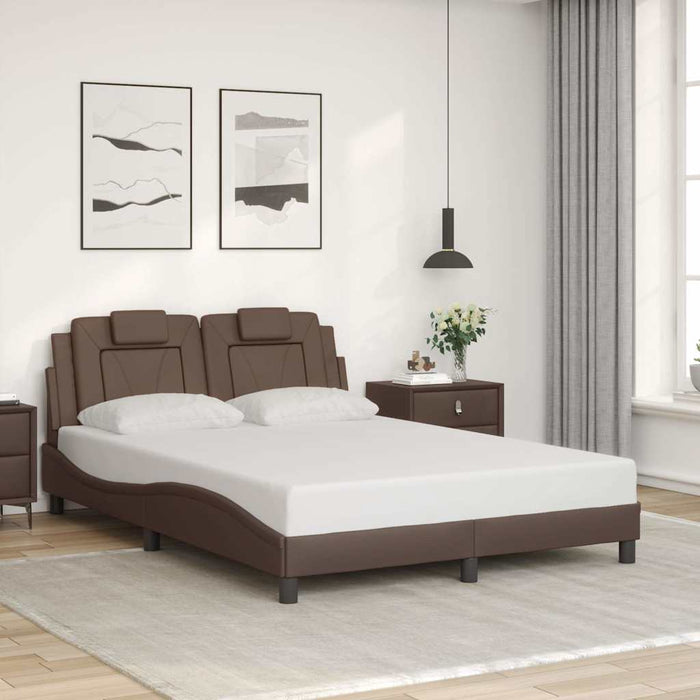Cadru de pat, Viana, fără saltea, maro, 140x190 cm, piele ecologică WALTI
