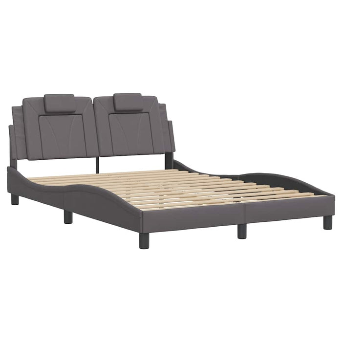 Cadru de pat, Viana, fără saltea, gri, 140x190 cm, piele ecologică WALTI