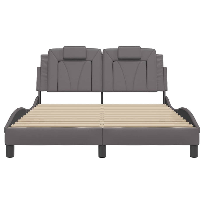 Cadru de pat, Viana, fără saltea, gri, 140x190 cm, piele ecologică WALTI