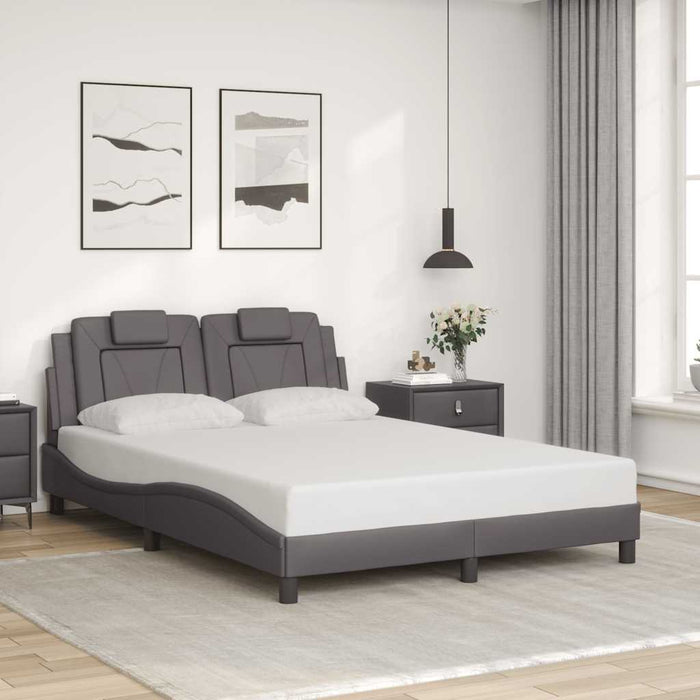 Cadru de pat, Viana, fără saltea, gri, 140x190 cm, piele ecologică WALTI