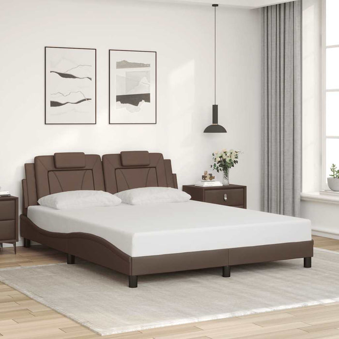 Cadru de pat, Viana, fără saltea, maro, 160x200 cm, piele ecologică WALTI