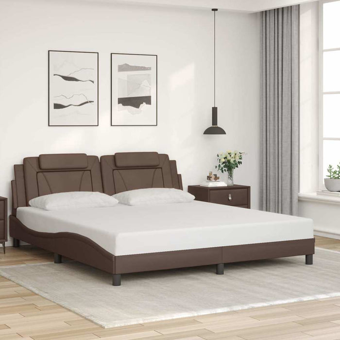 Cadru de pat, Viana, fără saltea, maro, 180x200 cm, piele ecologică WALTI