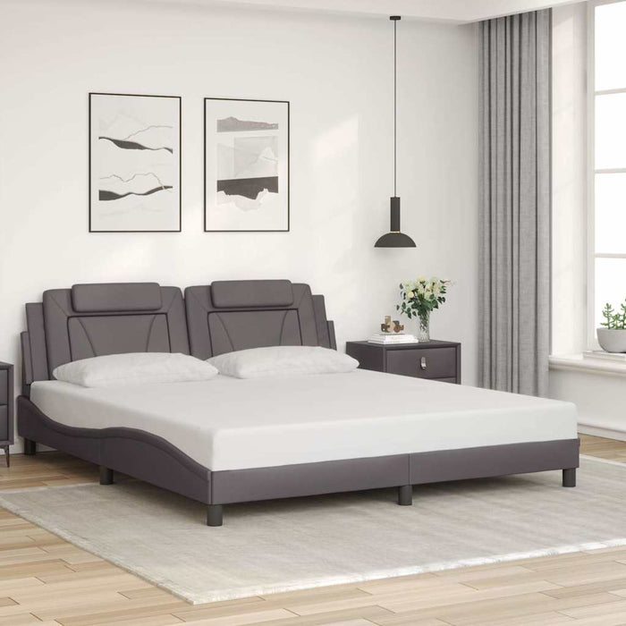 Cadru de pat, Viana, fără saltea, gri, 180x200 cm, piele ecologică WALTI