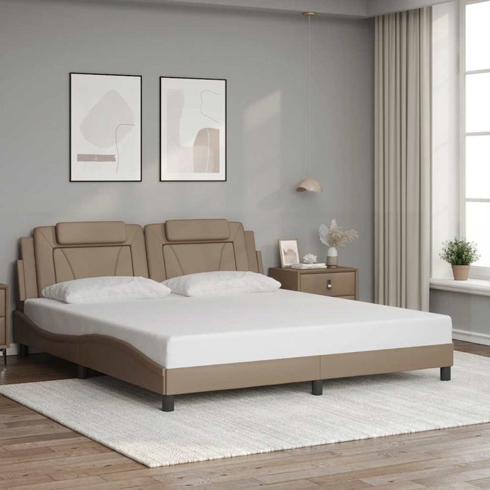 Cadru de pat, Viana, fără saltea, cappuccino, 180x200 cm, piele ecologică WALTI