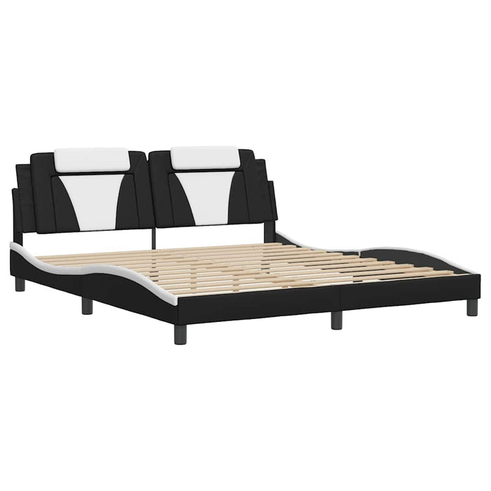 Cadru de pat Viana fără saltea negru și alb 180x200cm piele artificială WALTI