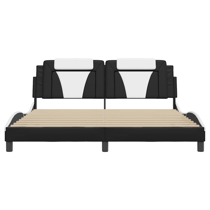 Cadru de pat Viana fără saltea negru și alb 180x200cm piele artificială WALTI