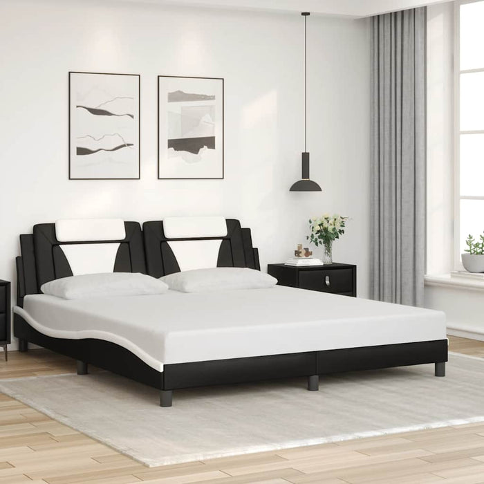 Cadru de pat Viana fără saltea negru și alb 180x200cm piele artificială WALTI