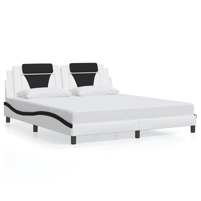 Cadru de pat Viana fără saltea alb și negru 180x200cm piele artificială WALTI