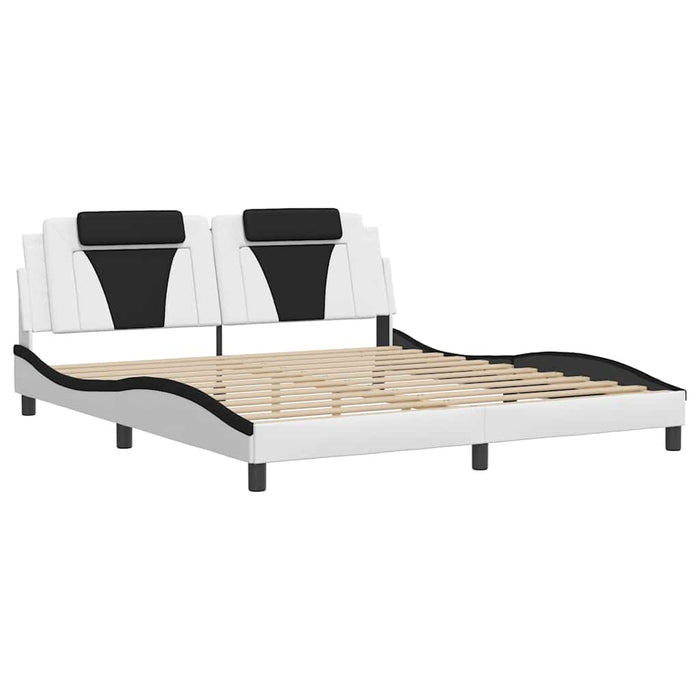 Cadru de pat Viana fără saltea alb și negru 180x200cm piele artificială WALTI