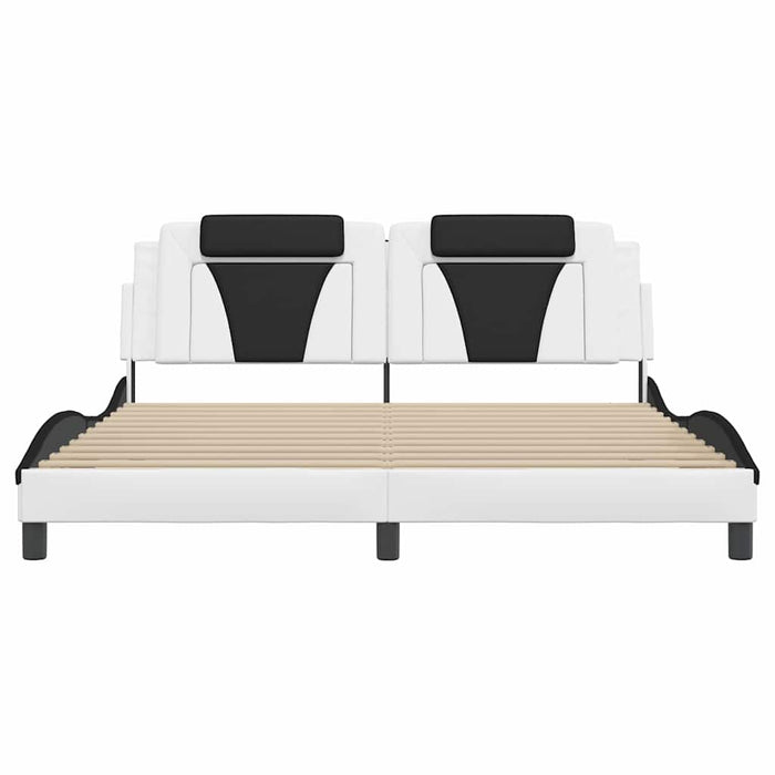 Cadru de pat Viana fără saltea alb și negru 180x200cm piele artificială WALTI