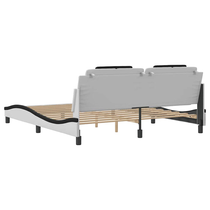 Cadru de pat Viana fără saltea alb și negru 180x200cm piele artificială WALTI